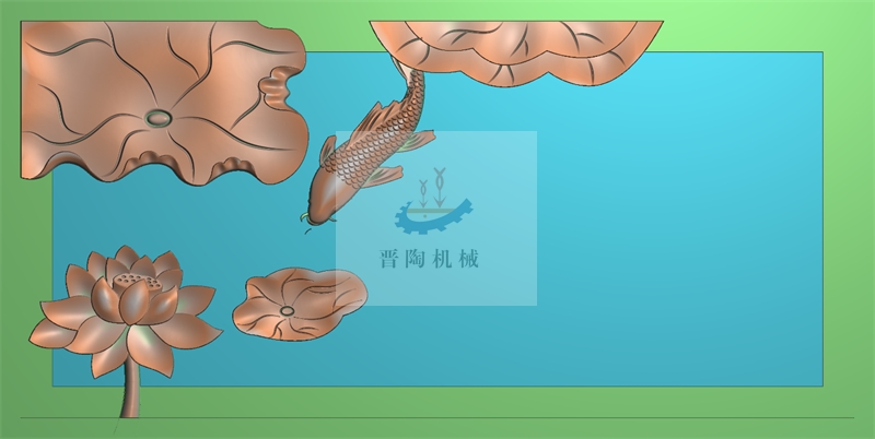 CP-052 荷花鱼 茶盘 横向