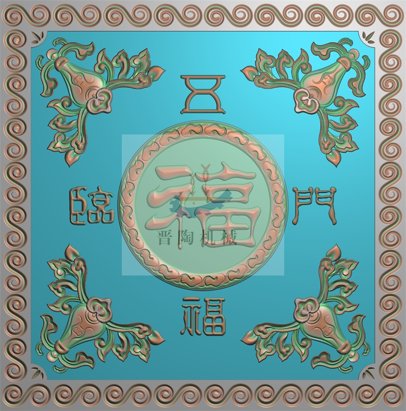 BF-0047 蝙蝠 福 万字框 竖向